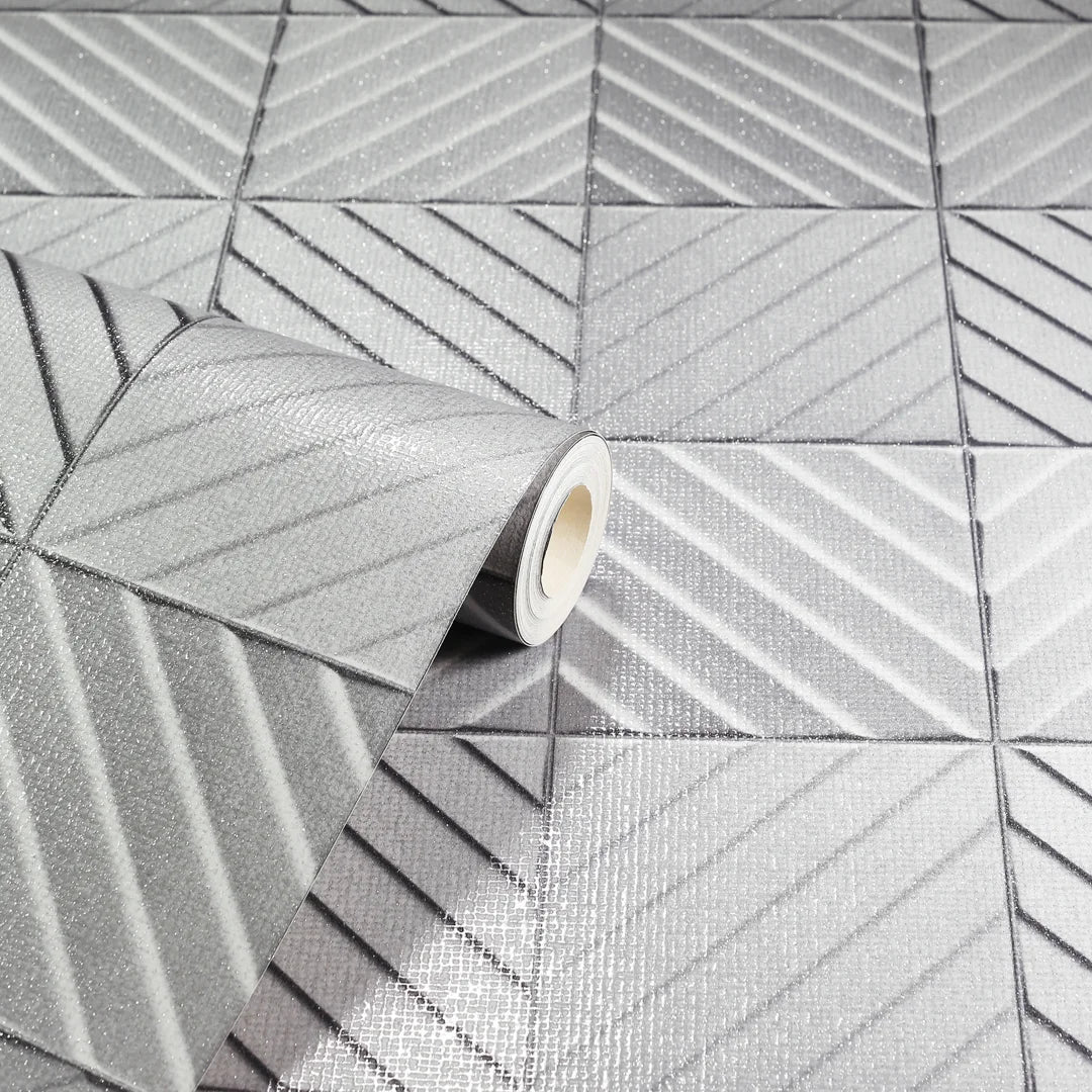 Hotel Tile Wallpaper in Grey - Image 2