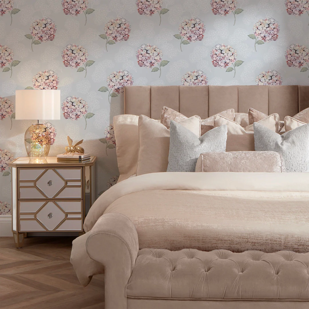Hydrangea Harmony Wallpaper in Soft Blue - Image 2