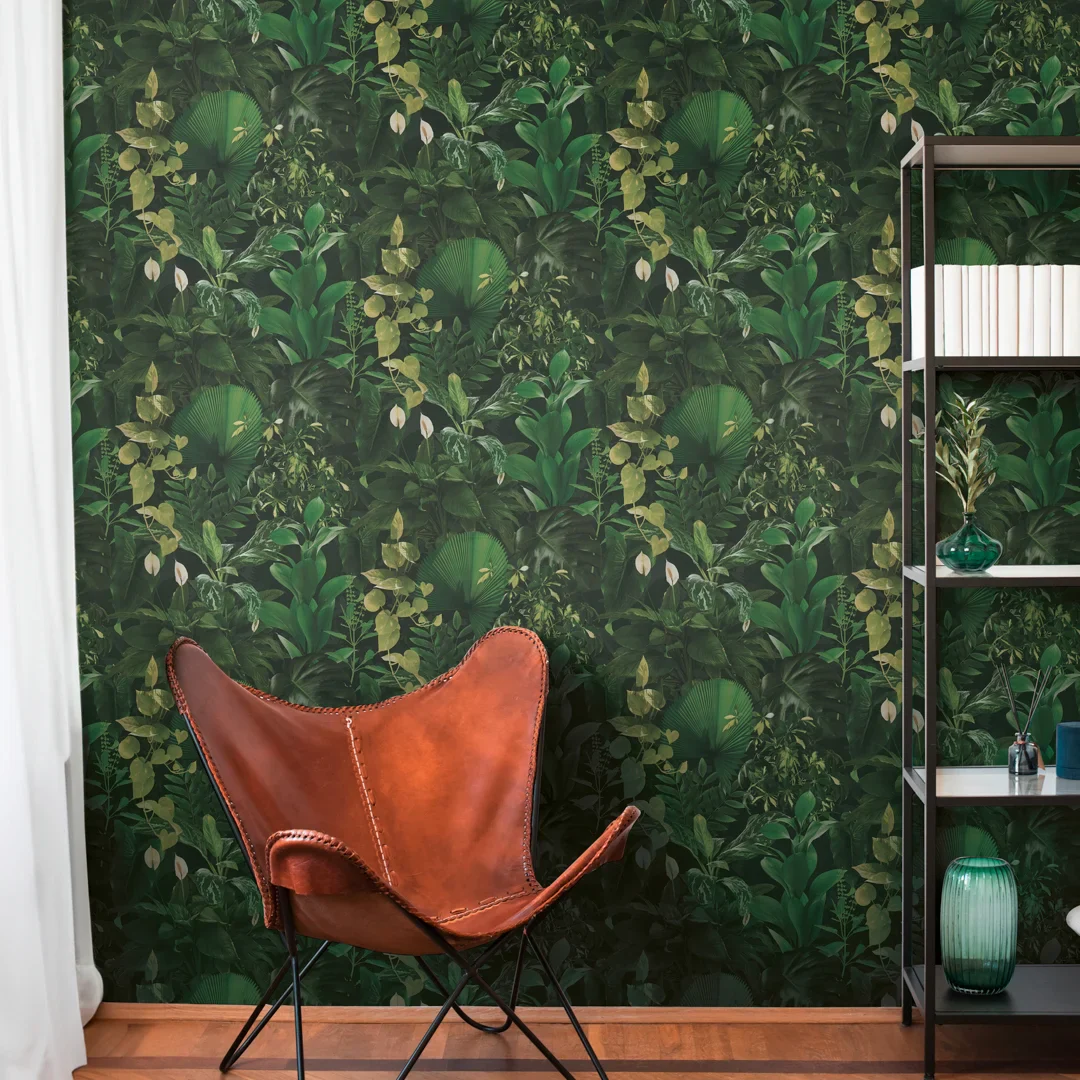 Indoor Oasis Wallpaper in Green - Image 2