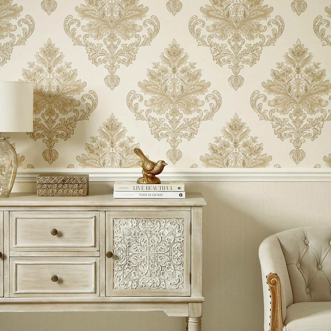 Jasmine Shimmer Wallpaper in Cream - Image 3