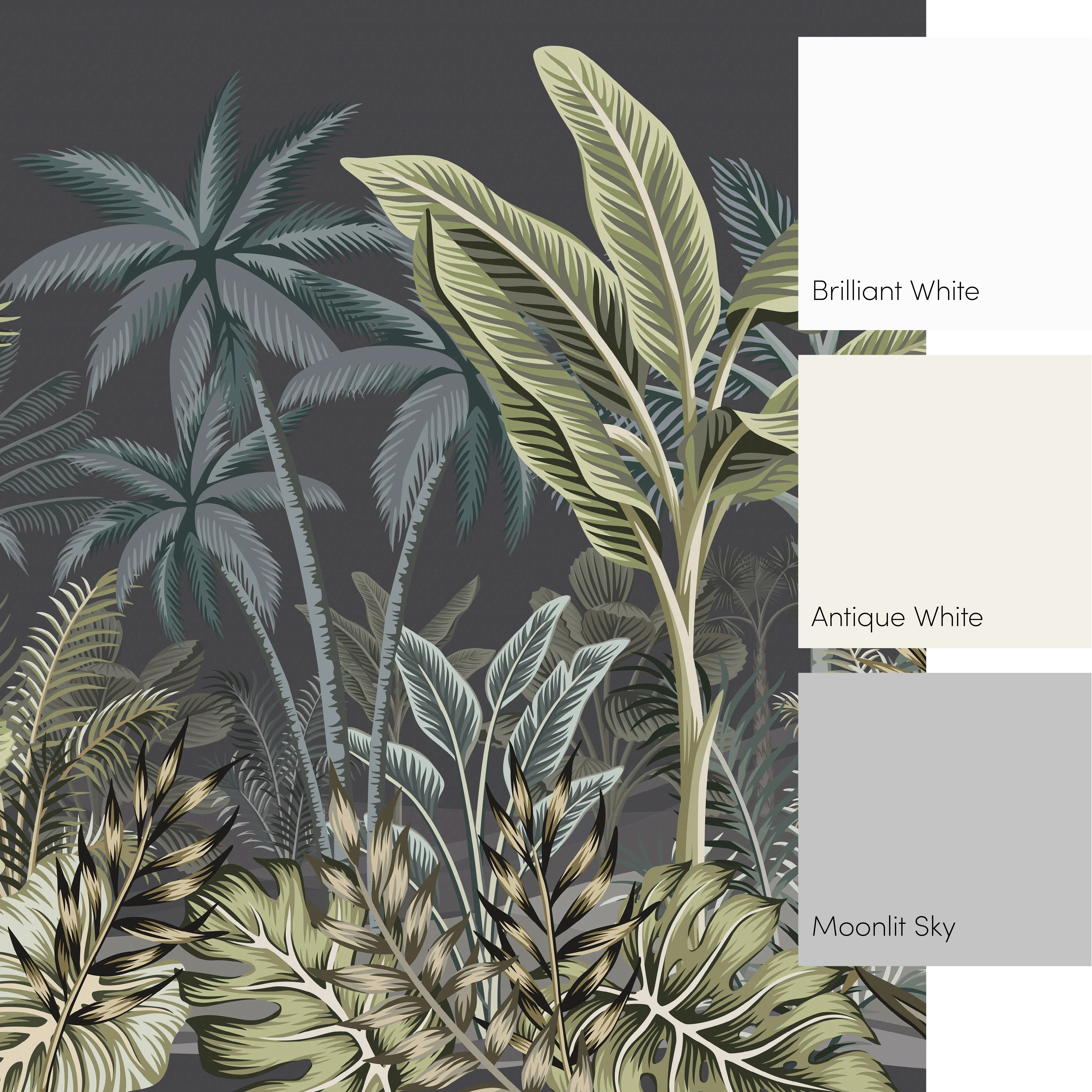 Jungle Escape Full Wall Mural in Dark Teal and Charcoal - Image 3