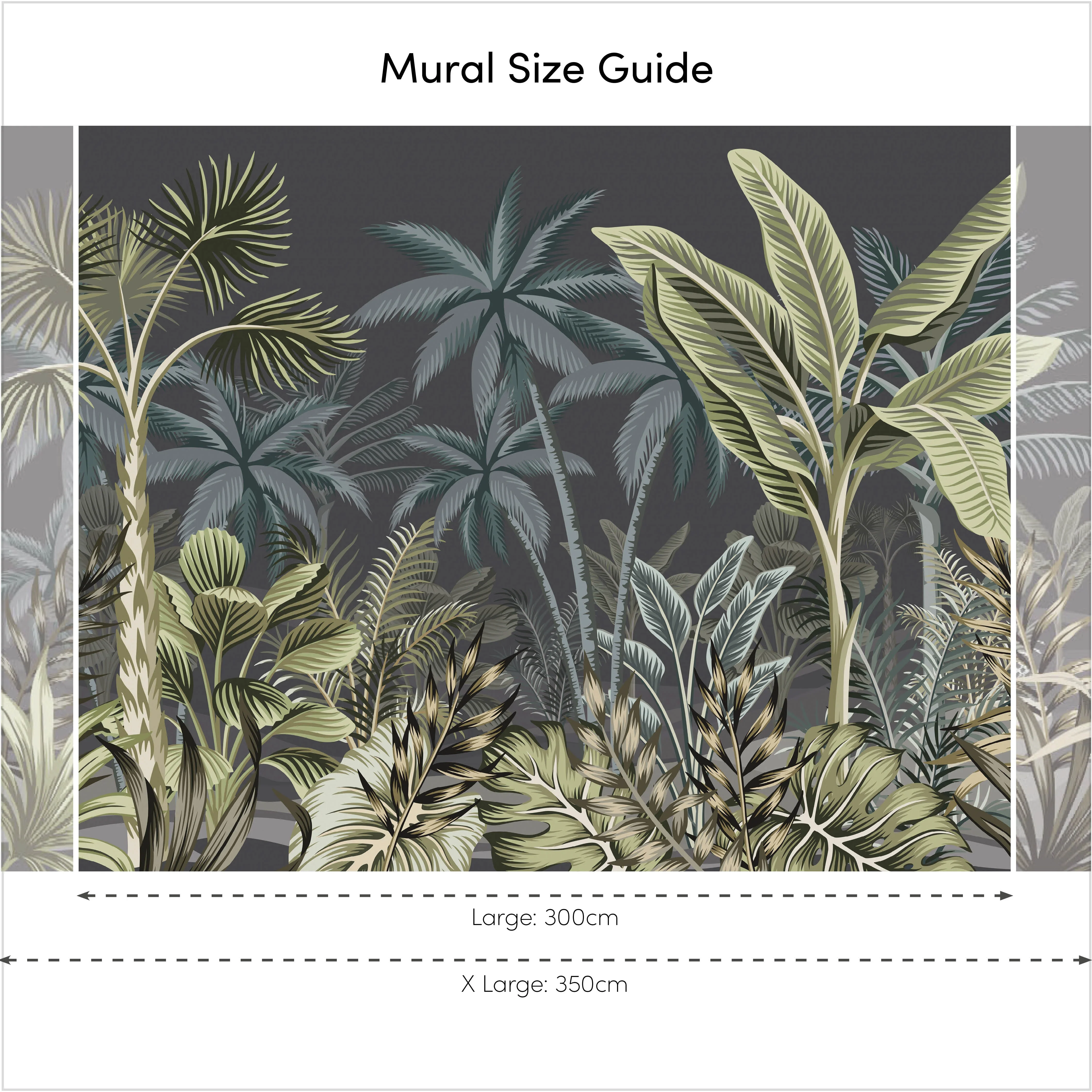 Jungle Escape Full Wall Mural in Dark Teal and Charcoal - Image 4