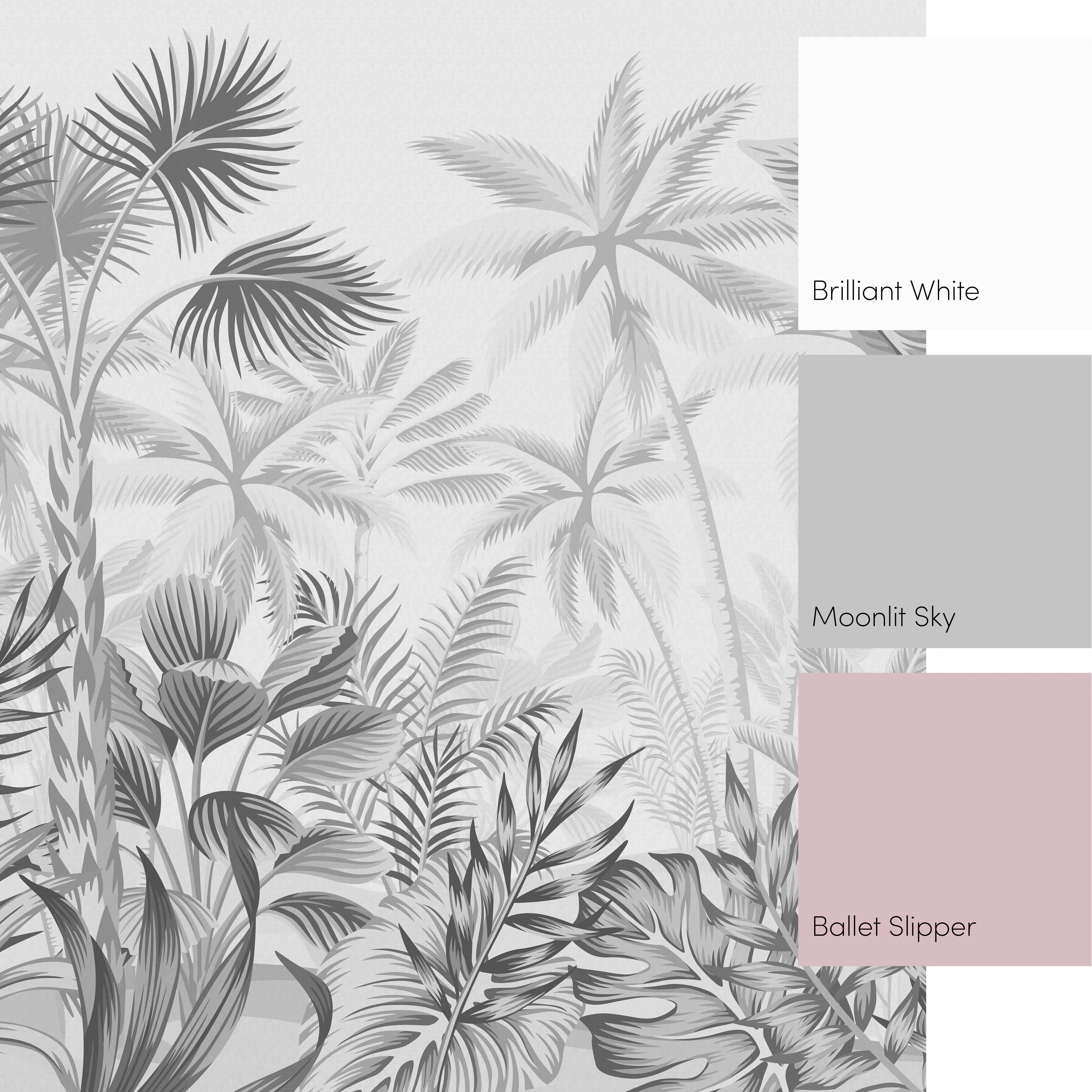 Jungle Escape Full Wall Mural in Pale Grey - Image 3