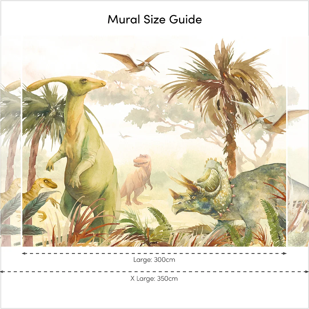 Jurassic Full Wall Mural in Watercolour Greens - Image 4