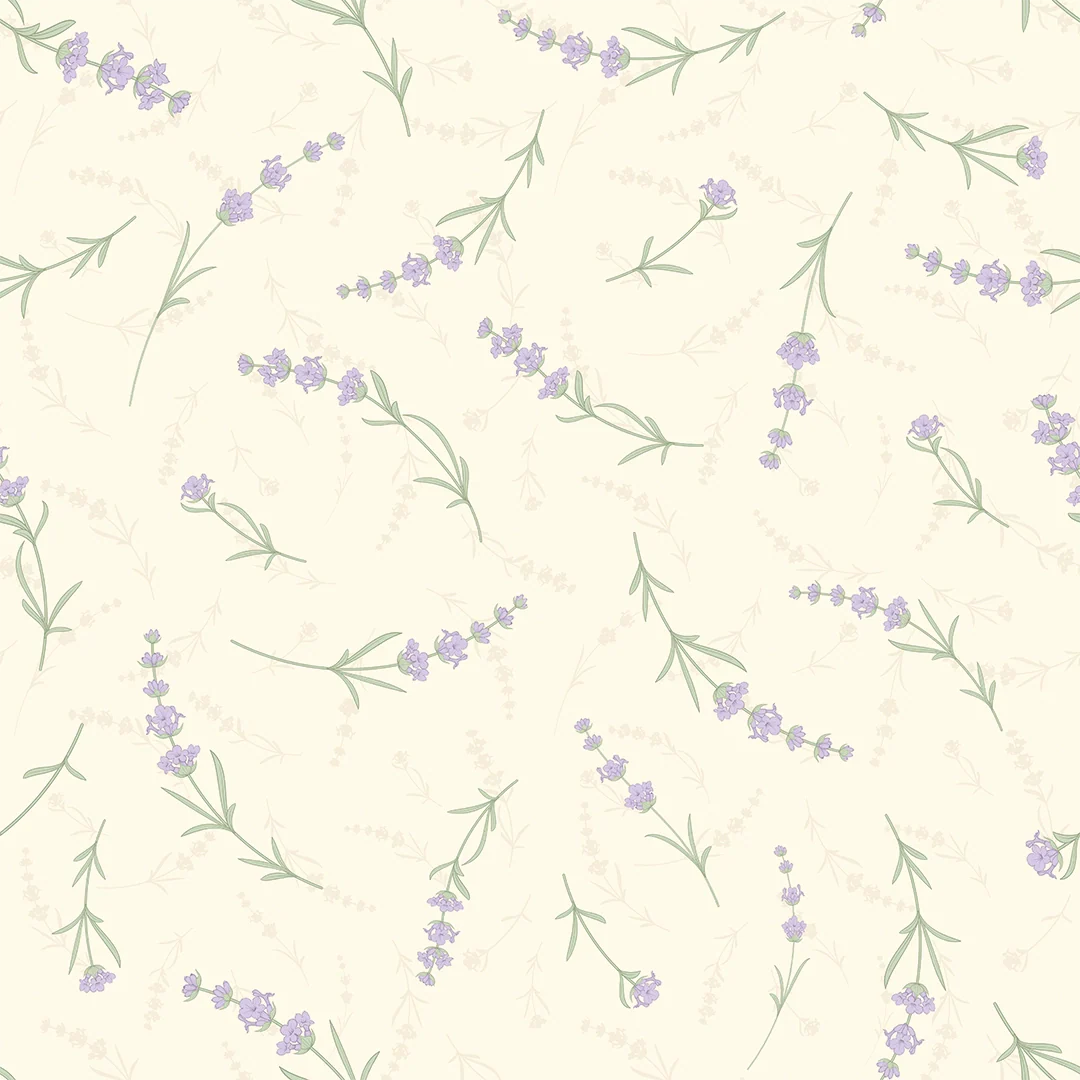 Lavender Cascade Wallpaper in Cream