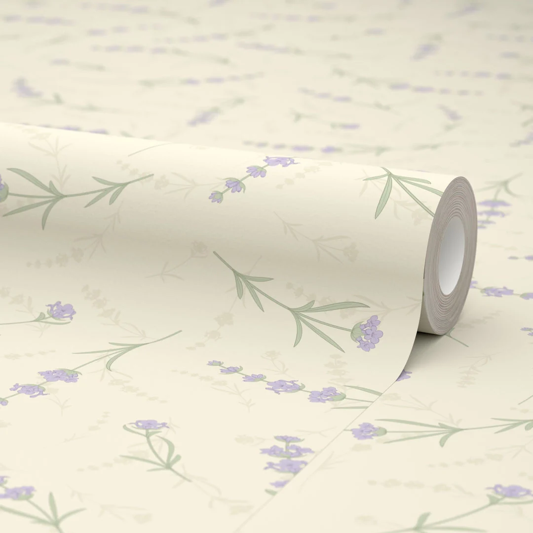 Lavender Cascade Wallpaper in Cream - Image 4