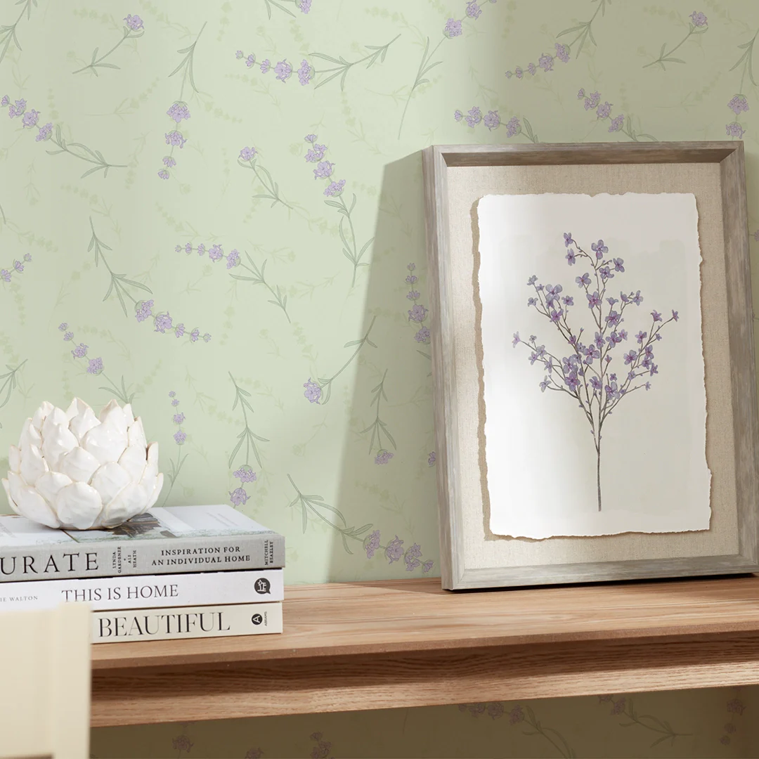 Lavender Cascade Wallpaper in Sage - Image 2