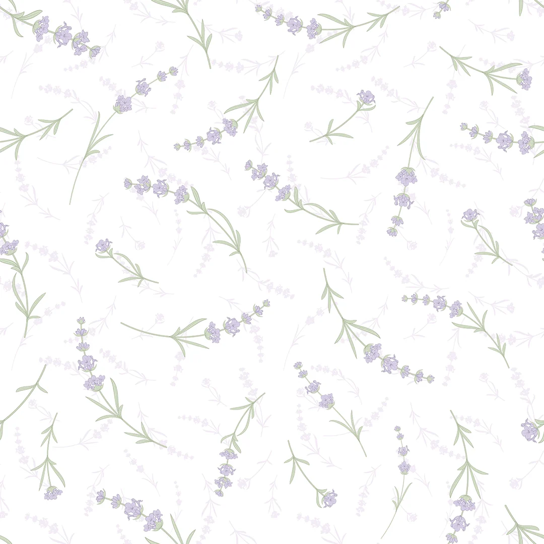 Lavender Cascade Wallpaper in White