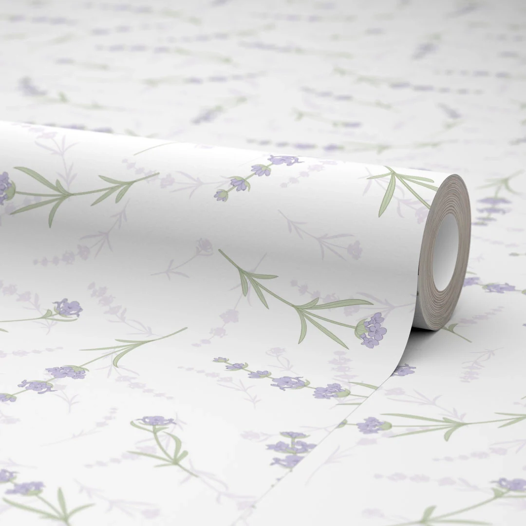 Lavender Cascade Wallpaper in White - Image 4