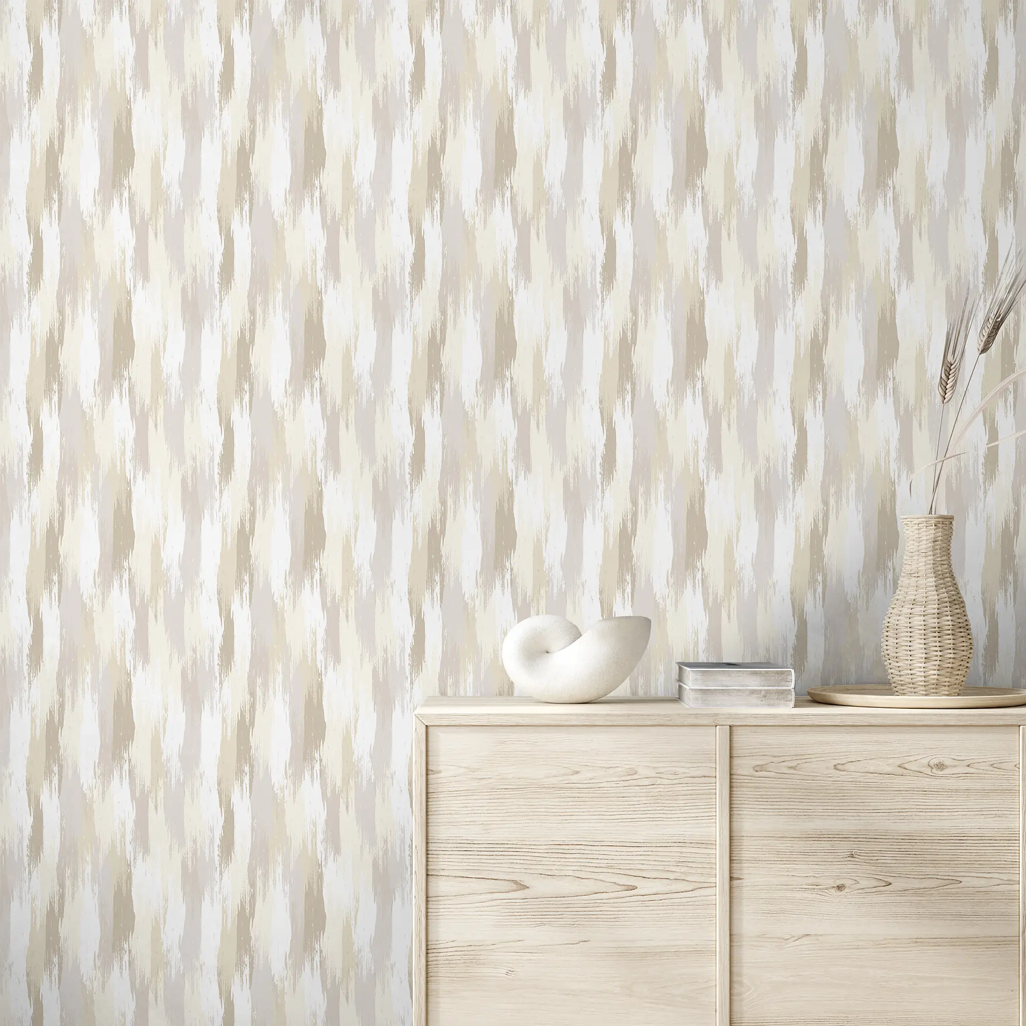 Layered Brushstrokes Wallpaper in Brown and Neutrals - Image 2