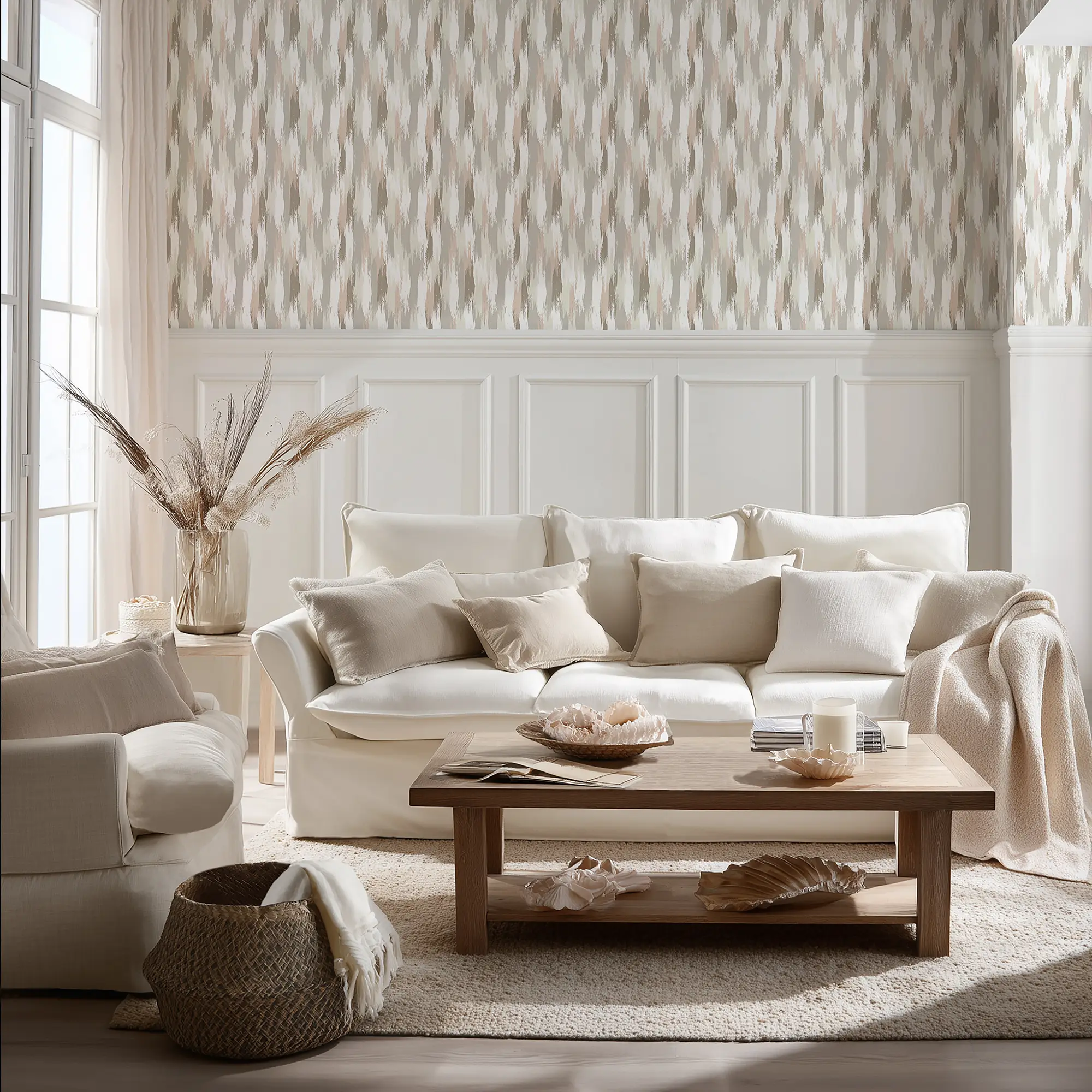 Layered Brushstrokes Wallpaper in Terracotta and Neutrals - Image 2