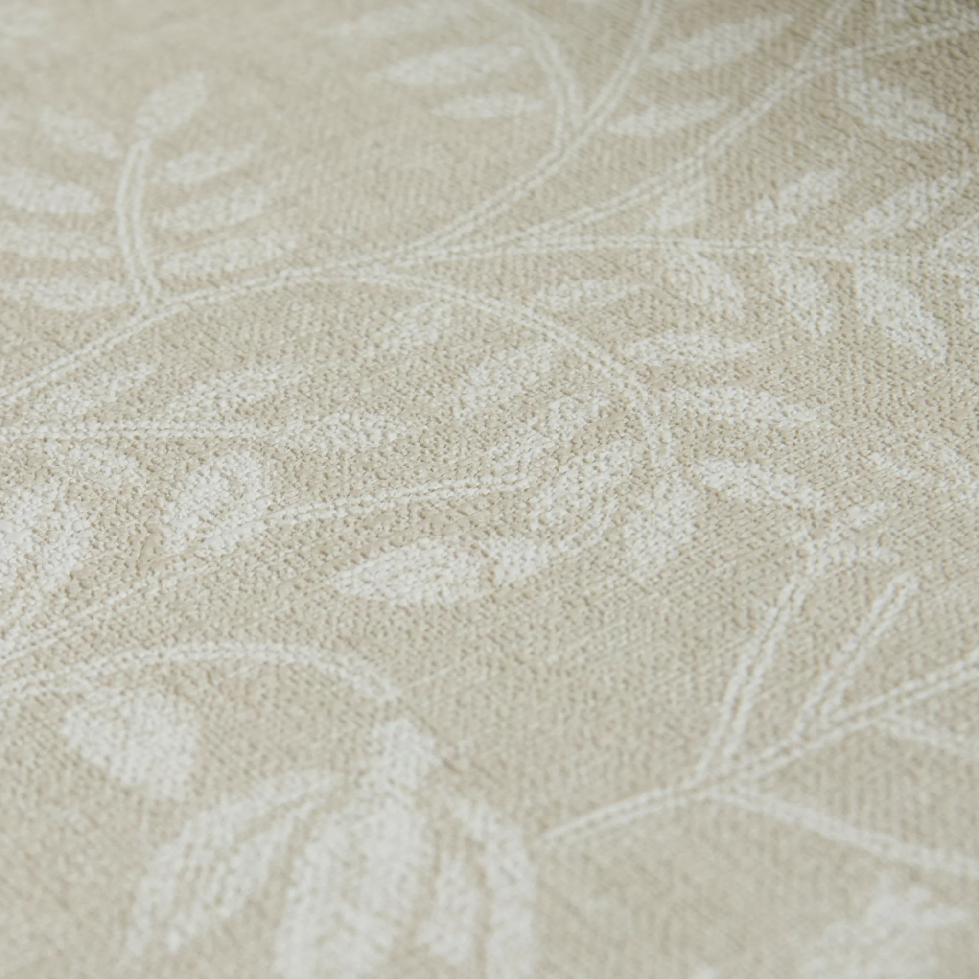 Linen Floral Wallpaper in Beige - Image 3