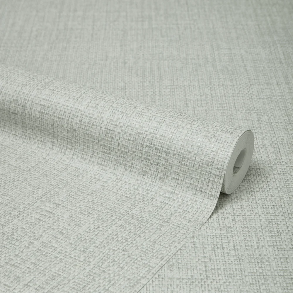 Linen Lustre Wallpaper in Warm Grey - Image 4