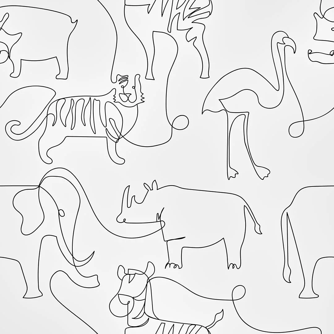 Lines At The Zoo Wallpaper in Monochrome