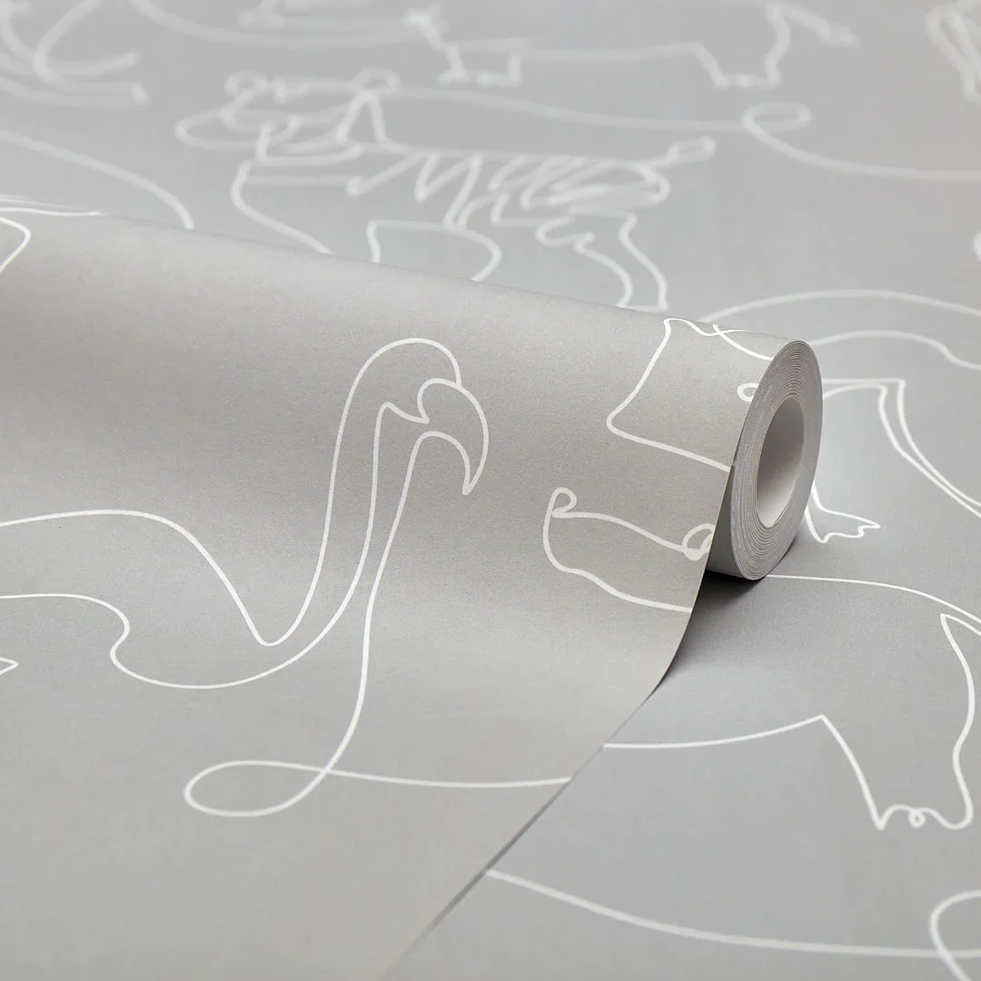 Lines At The Zoo Wallpaper in Pale Grey - Image 4