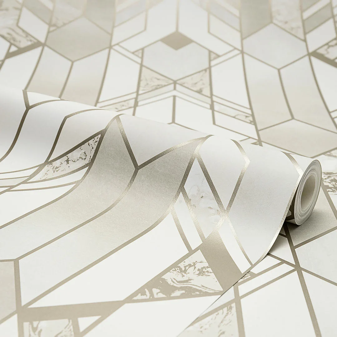 Liquid Marble Geometric Wallpaper in Cream - Image 4