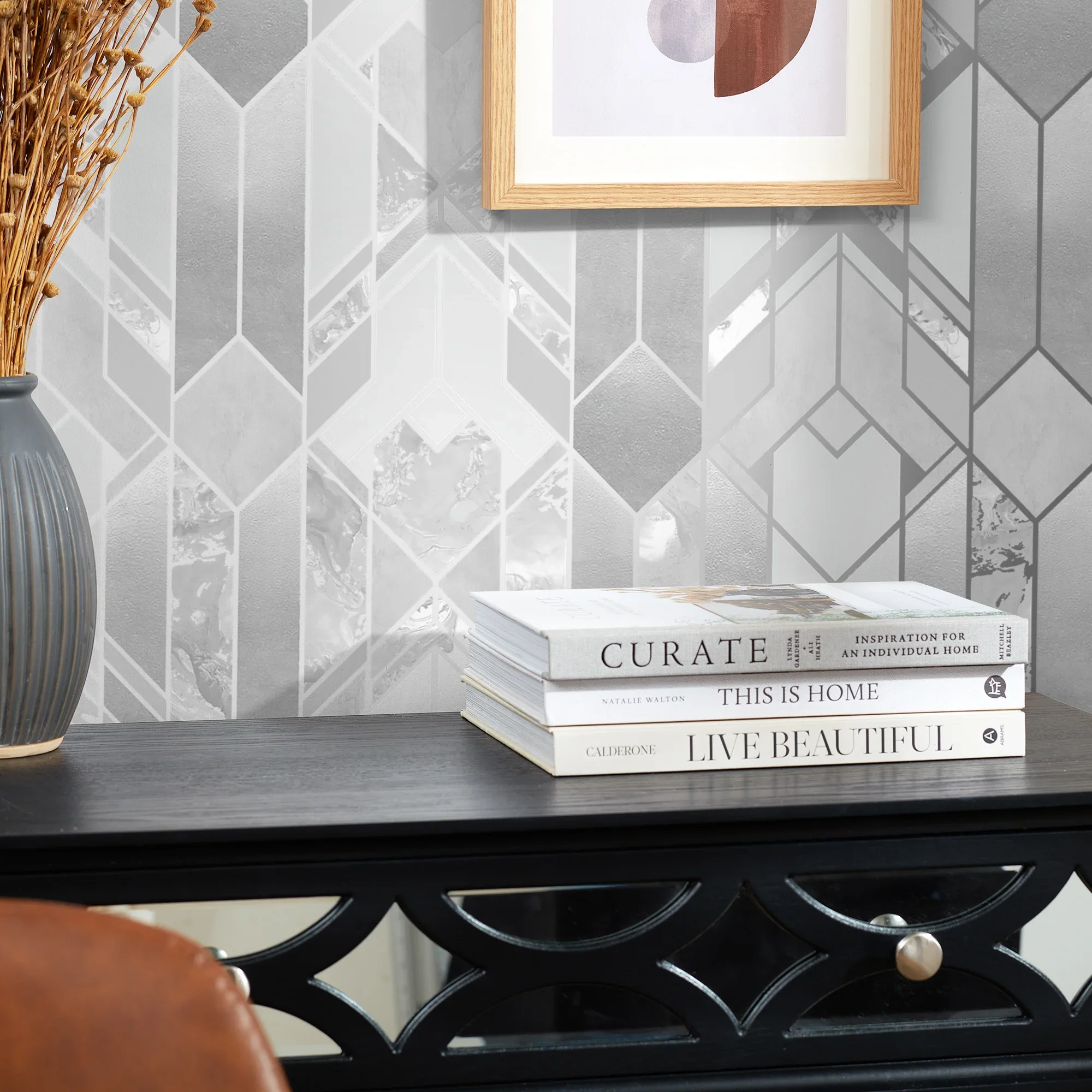 Liquid Marble Geometric Wallpaper in Silver - Image 2