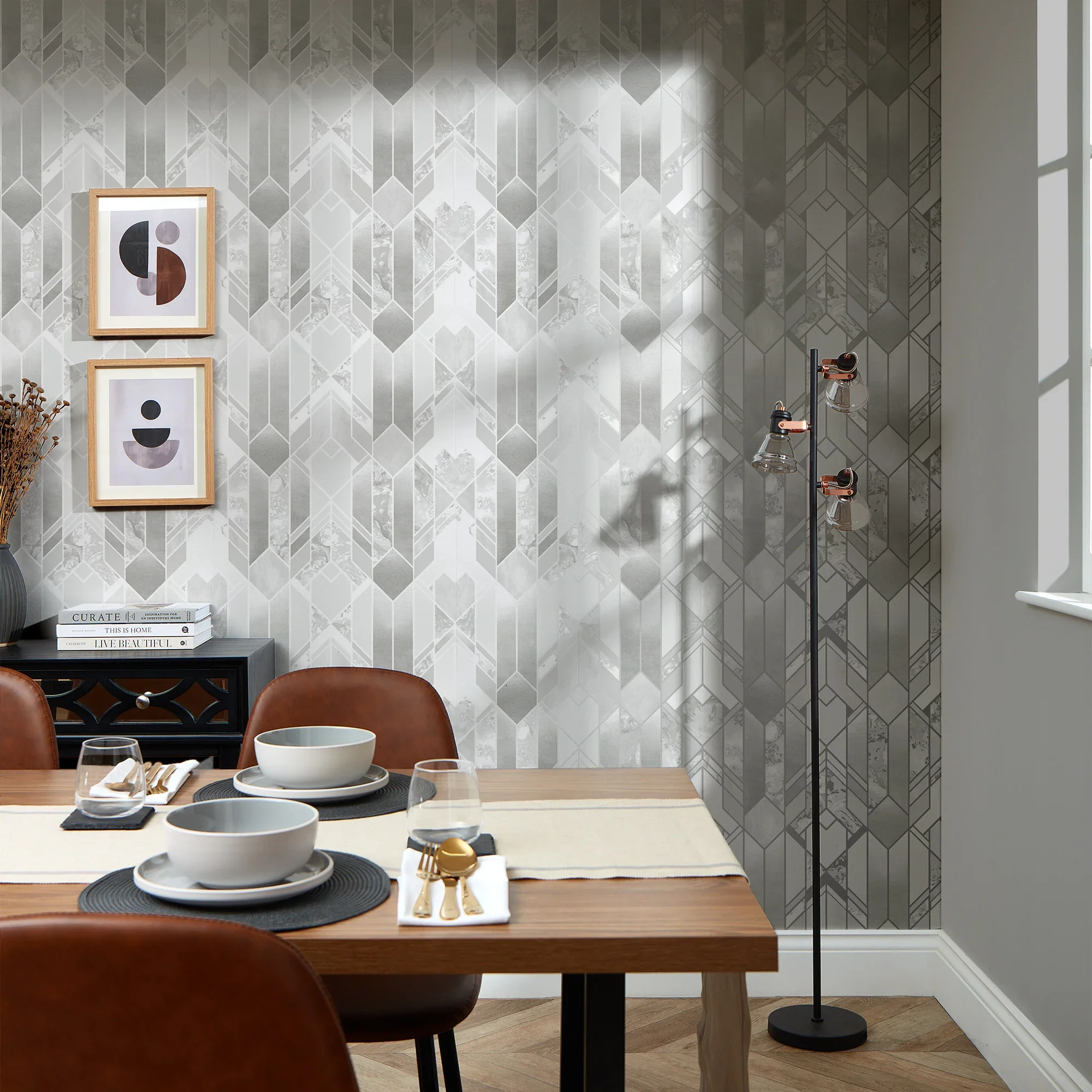 Liquid Marble Geometric Wallpaper in Silver - Image 3