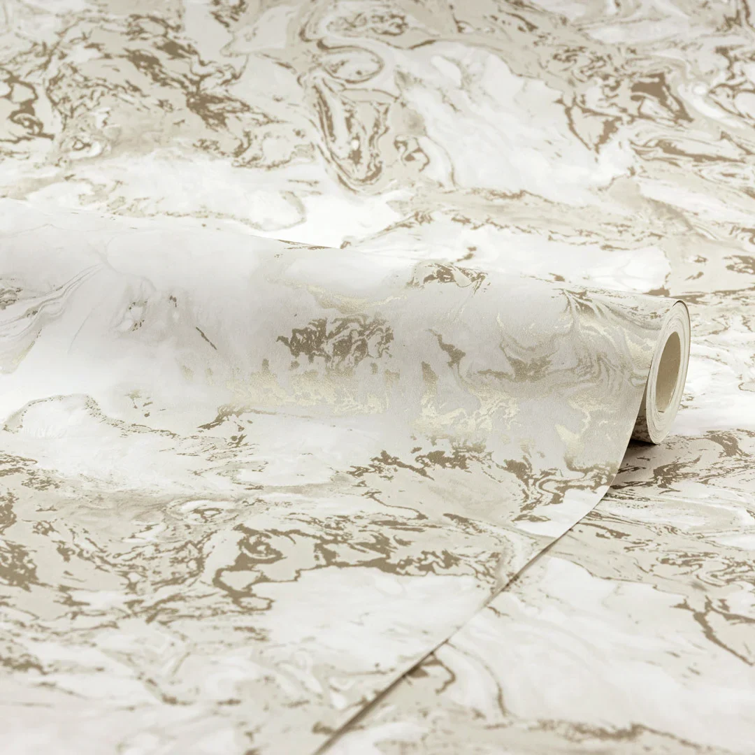 Liquid Marble Wallpaper in Cream - Image 4