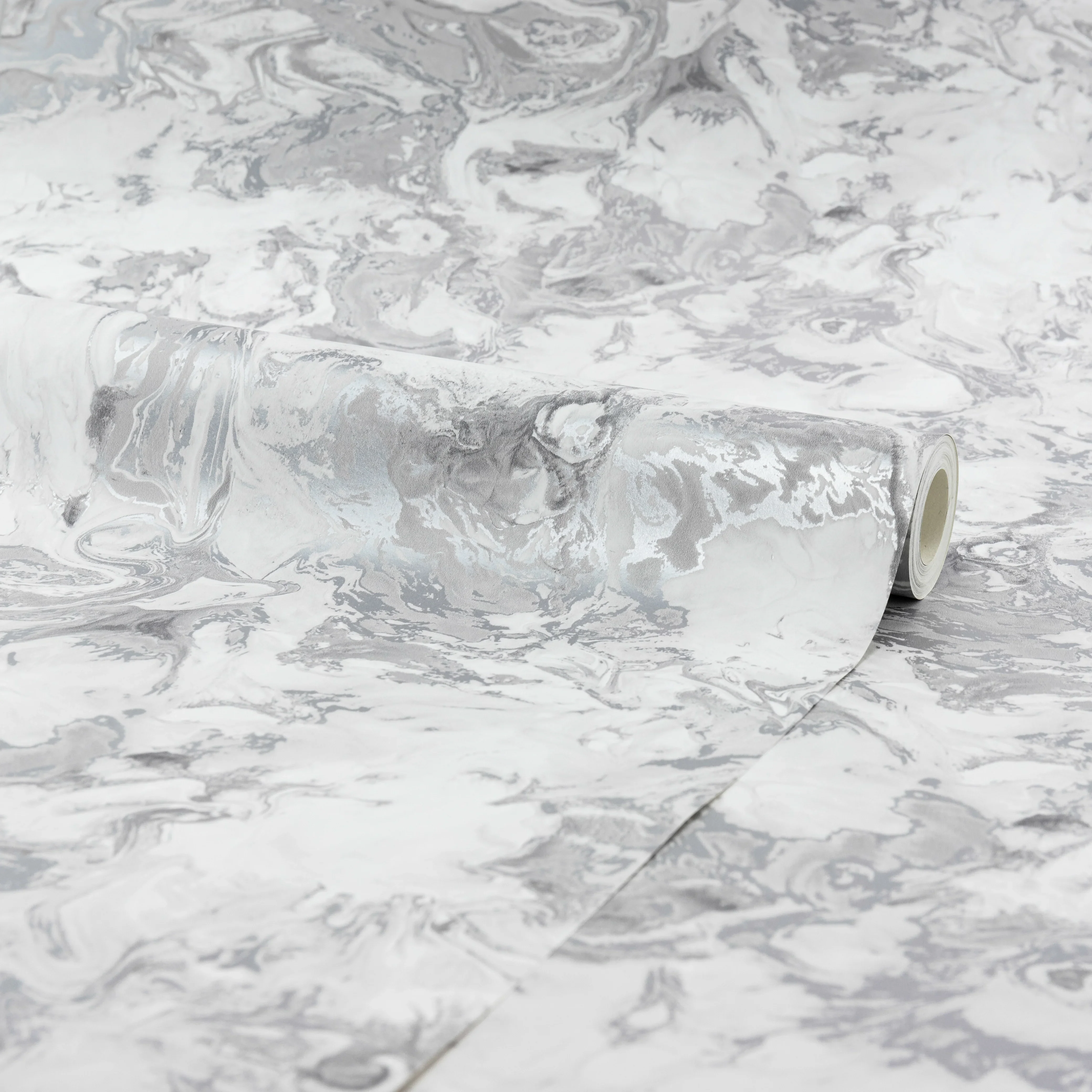 Liquid Marble Wallpaper in Silver - Image 4