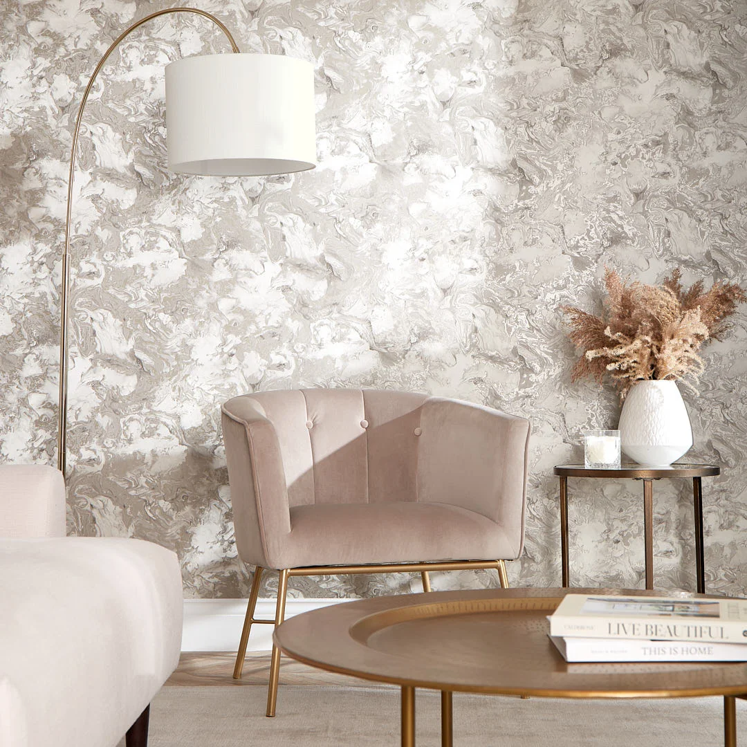 Liquid Marble Wallpaper in Taupe - Image 2