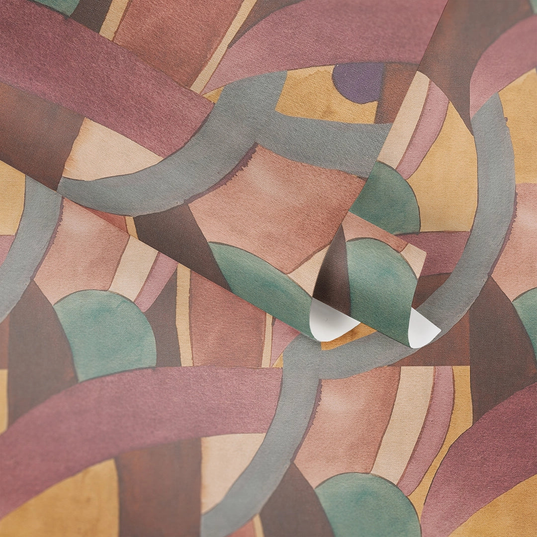 Lucid Flow Wallpaper in Multicolour on Brown - Image 3