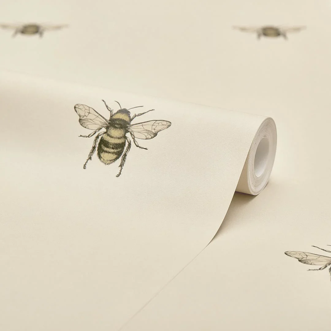 Luxe Bee Wallpaper in Natural - Image 4