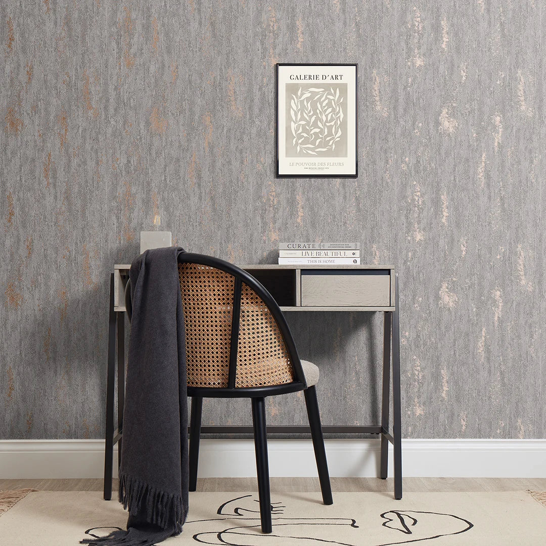 Manhattan Modern Wallpaper in Charcoal and Rose - Image 2
