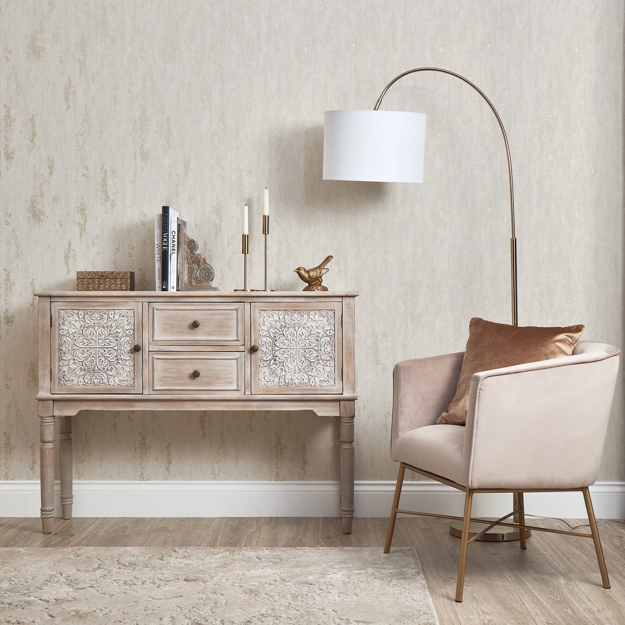 Manhattan Modern Wallpaper in Ivory and Gold - Image 2
