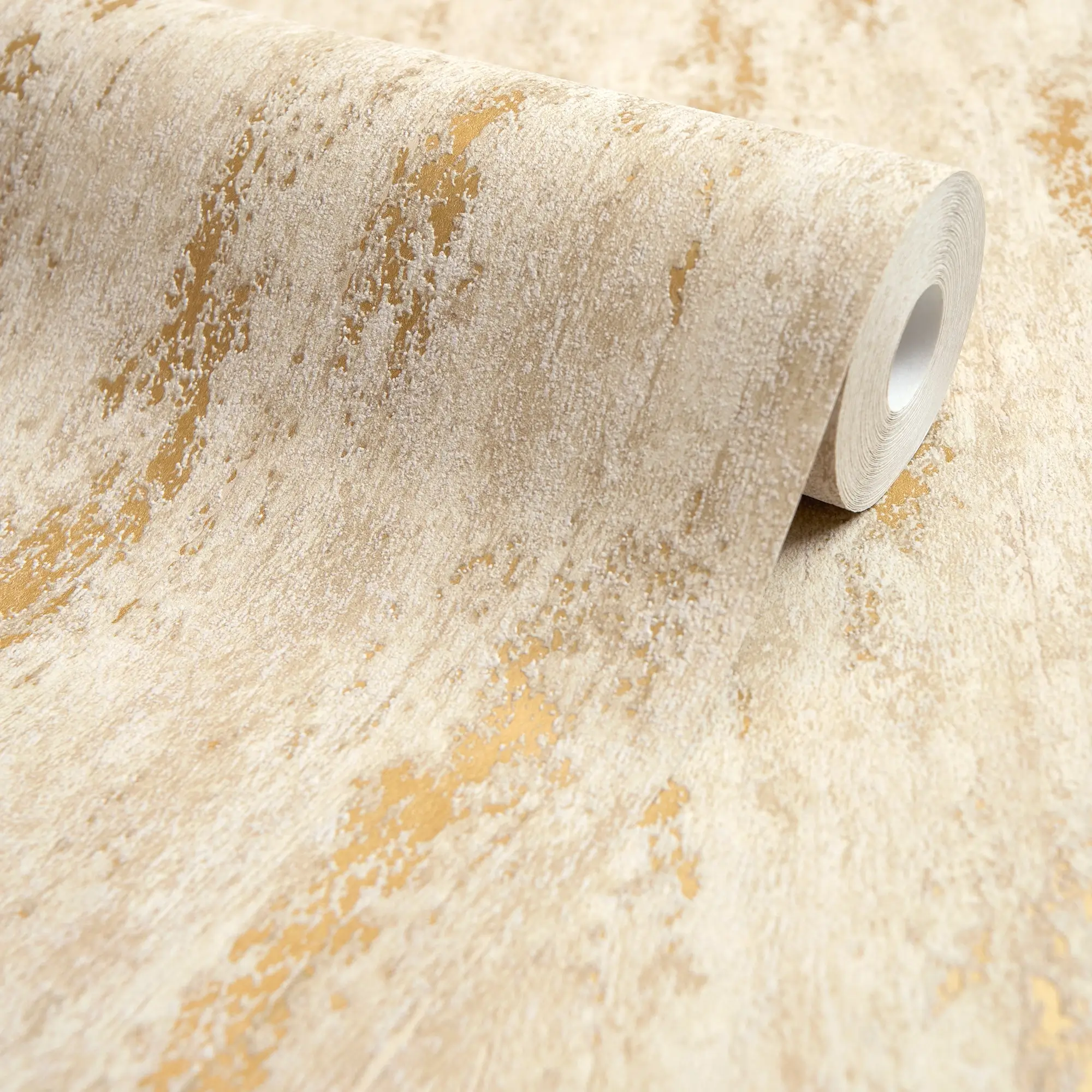 Manhattan Modern Wallpaper in Oatmeal and Gold - Image 4