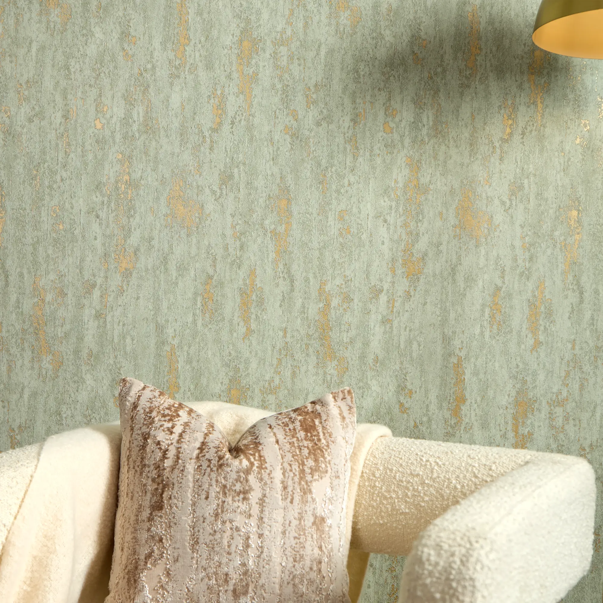 Manhattan Modern Wallpaper in Sage and Gold - Image 3
