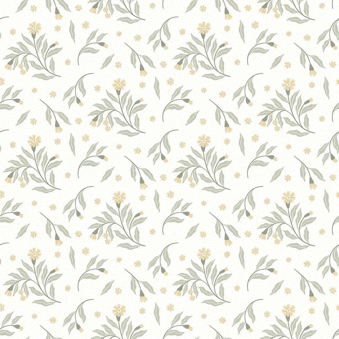 Meadow Flower Dance Wallpaper in Lemon Yellow