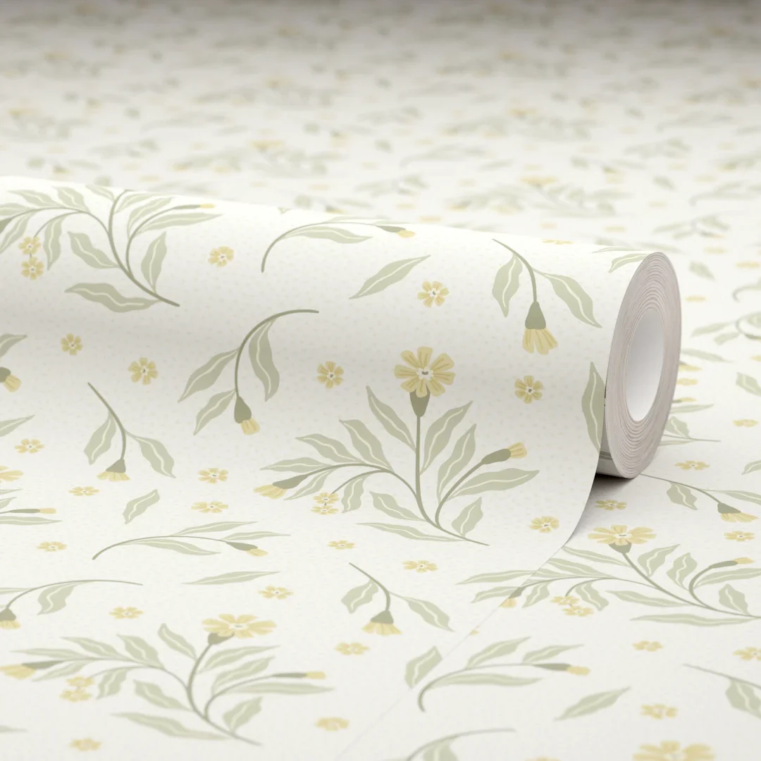 Meadow Flower Dance Wallpaper in Lemon Yellow - Image 4