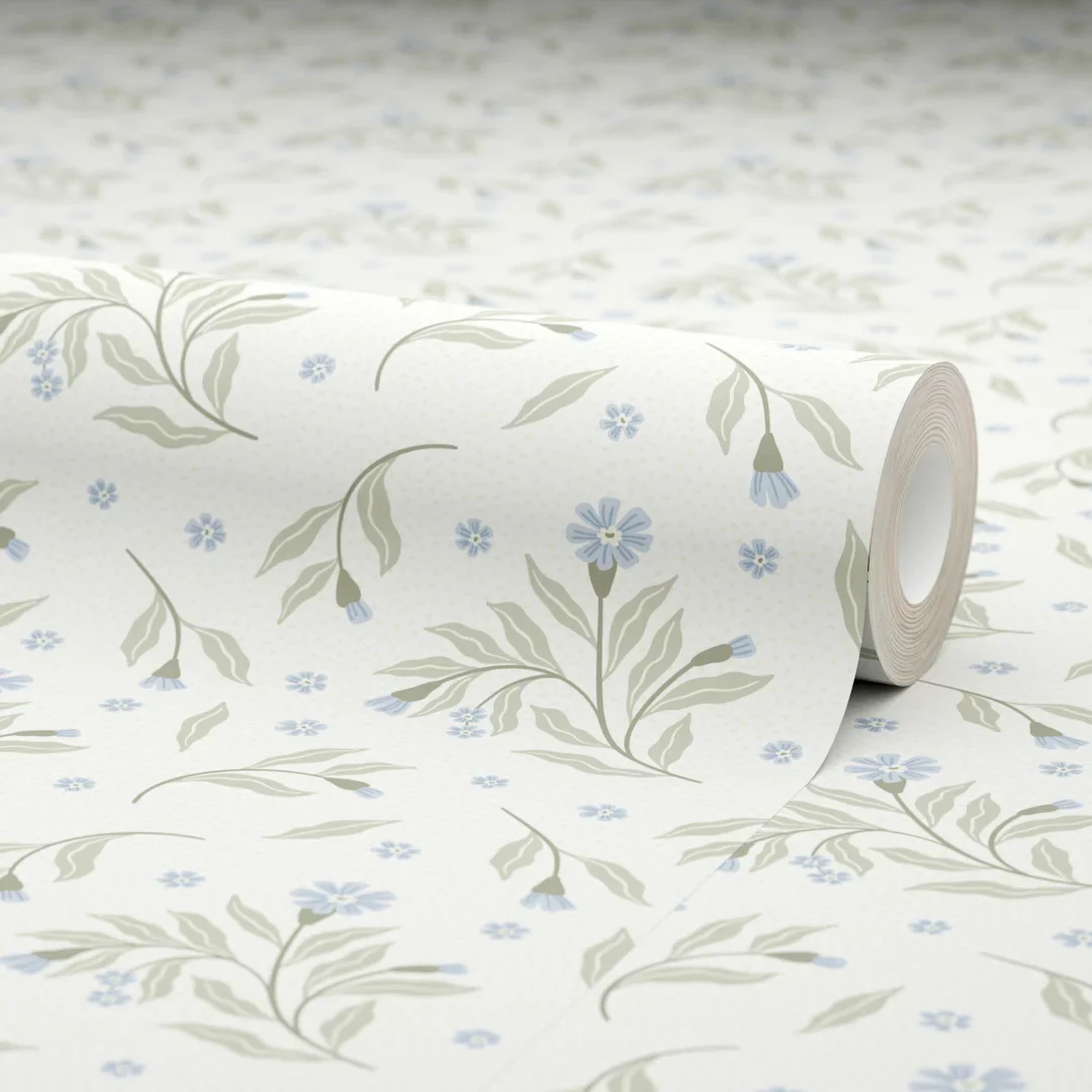 Meadow Flower Dance Wallpaper in Soft Blue - Image 4