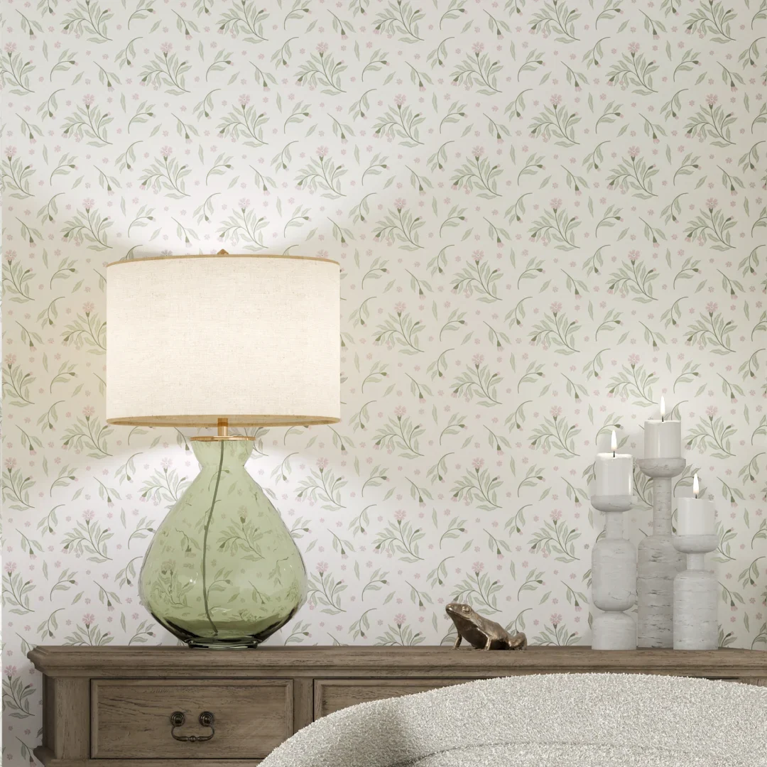 Meadow Flower Dance Wallpaper in Soft Pink - Image 3