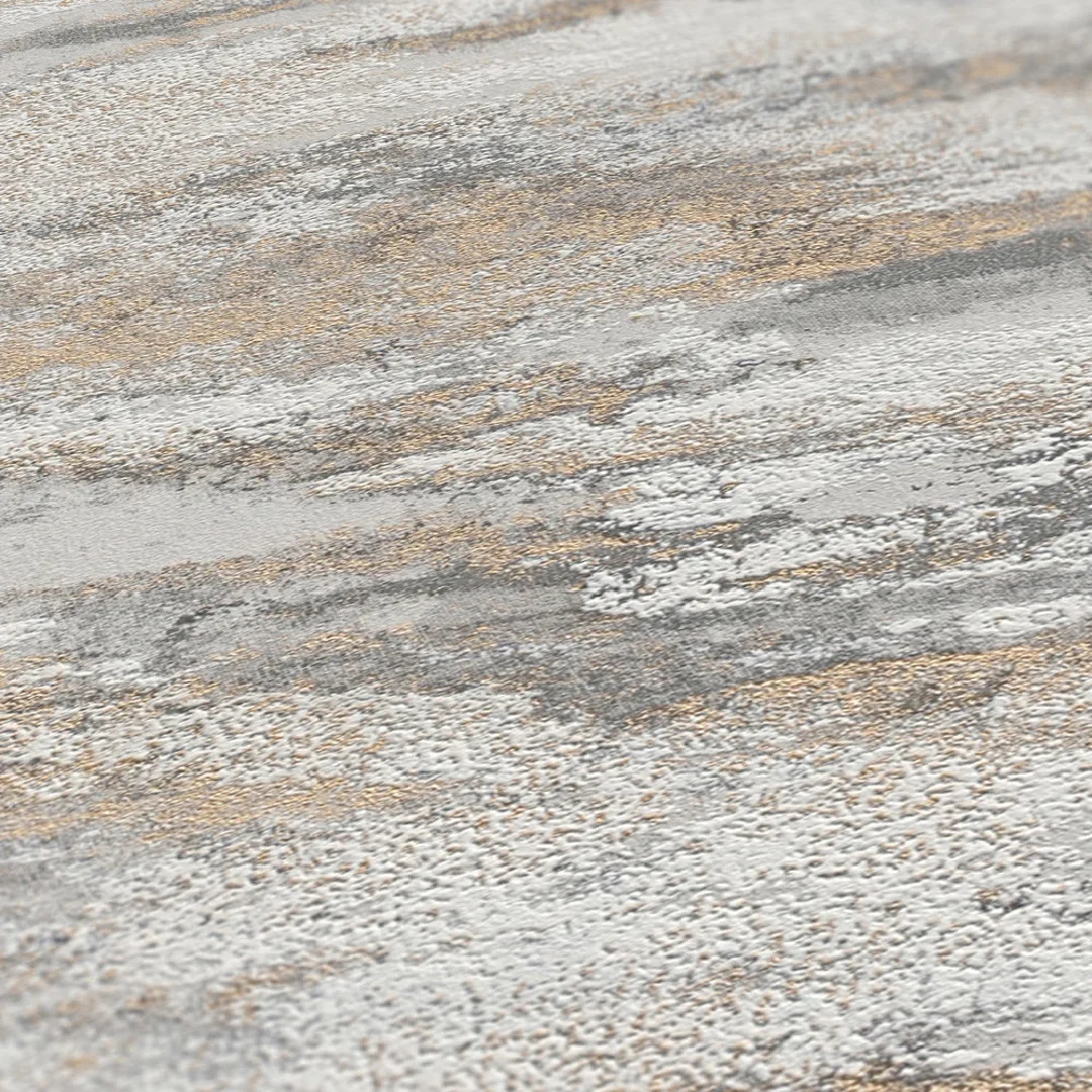 Metallic Drift Wallpaper in Grey and Gold - Image 3