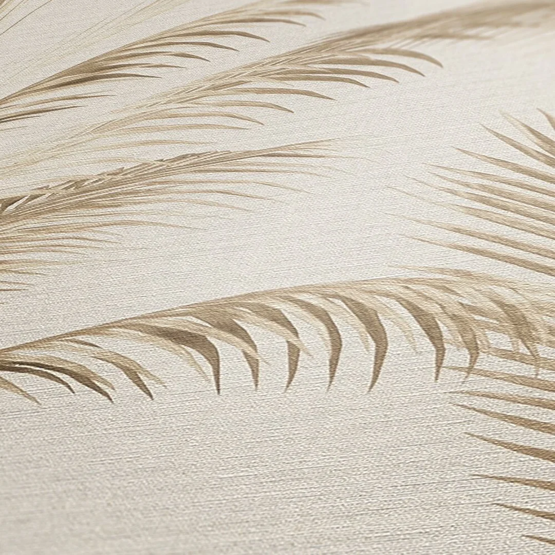 Metallic Palms Wallpaper in Cream - Image 3