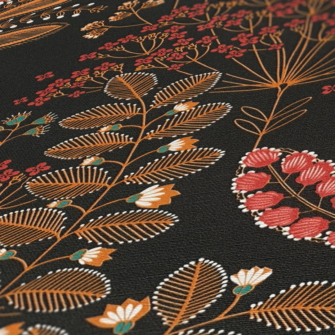 Midnight Botanicals Multicoloured Wallpaper on Charcoal - Image 3