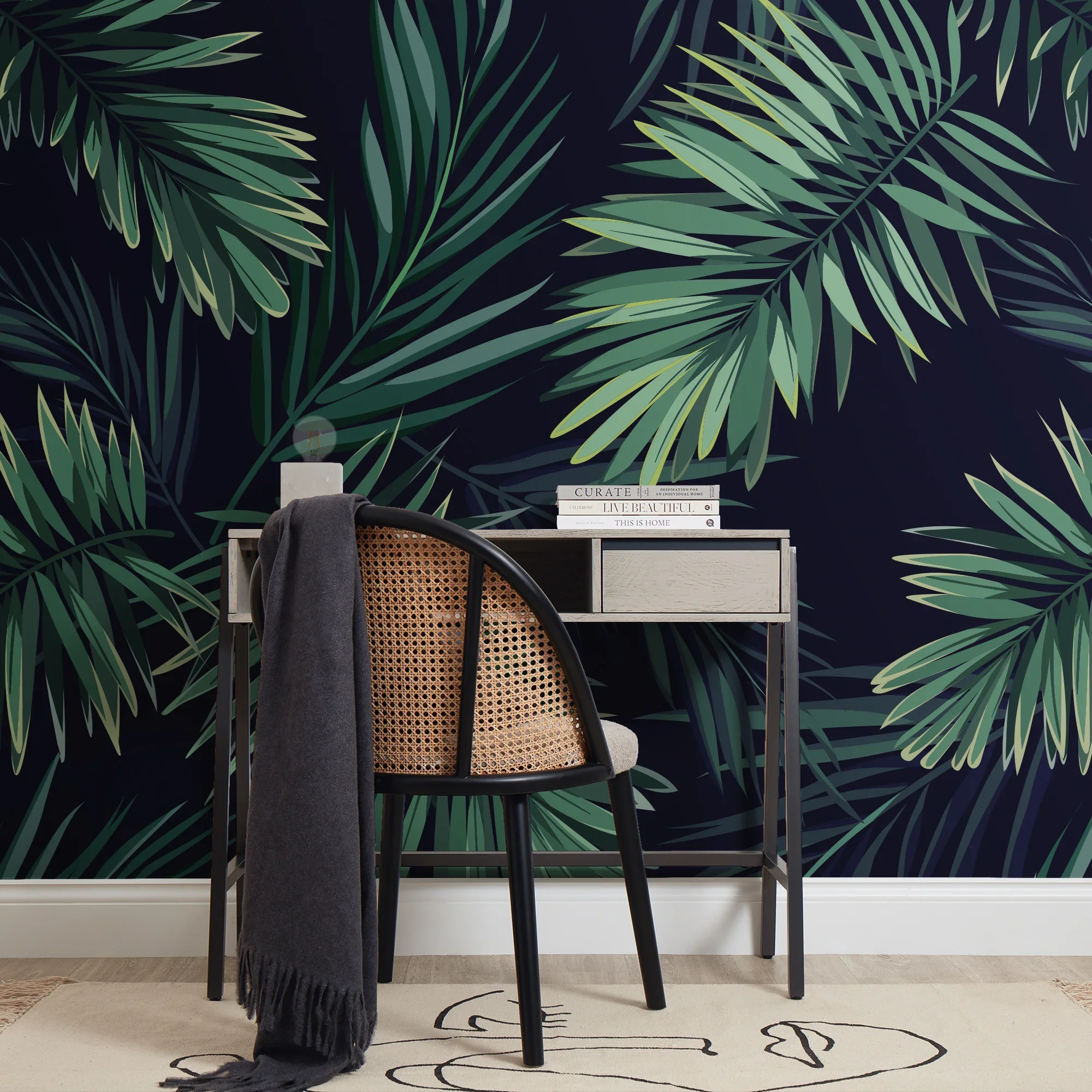 Midnight Tropics Full Wall Mural in Green - Image 2