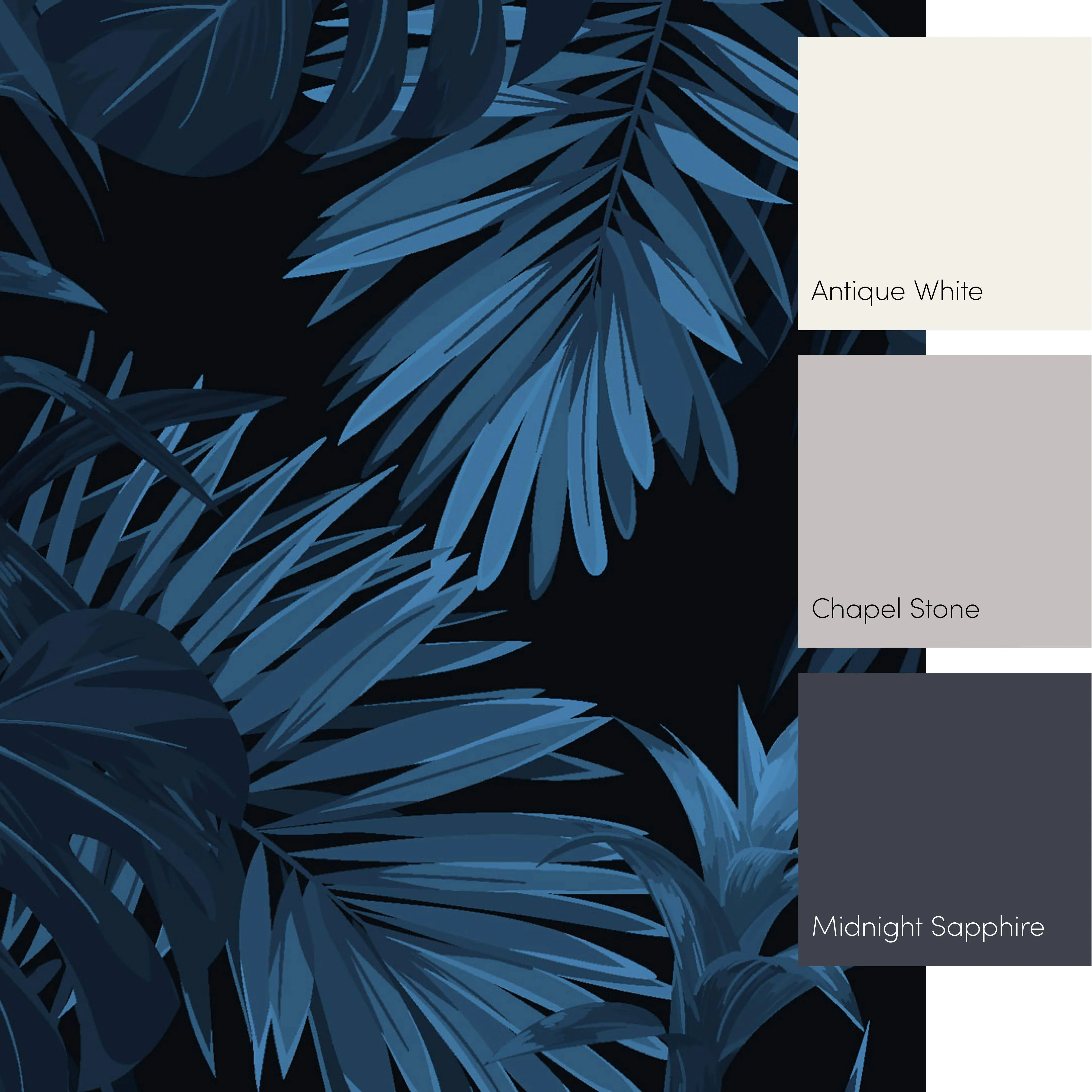 Midnight Tropics Full Wall Mural in Navy - Image 3