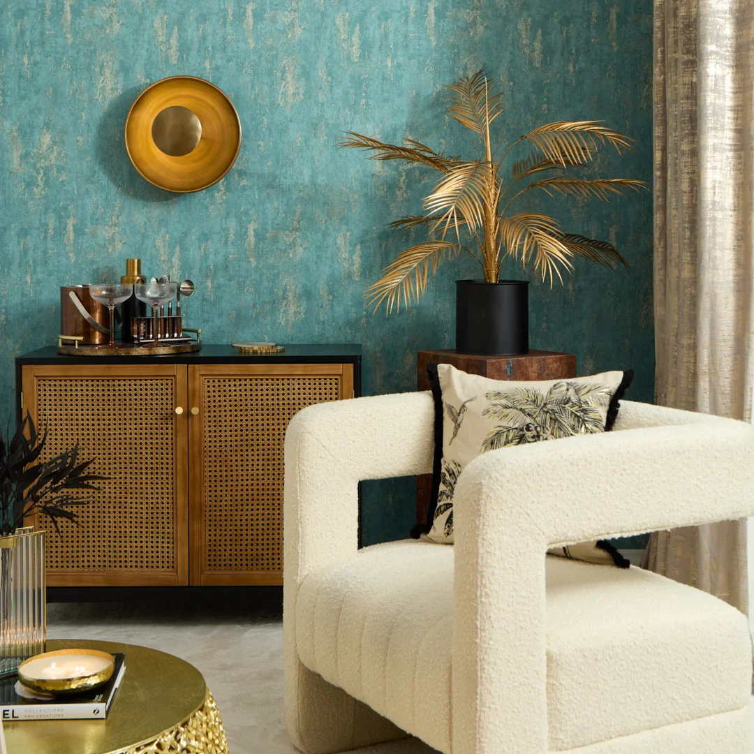Milan II Wallpaper in Green and Gold - Image 2