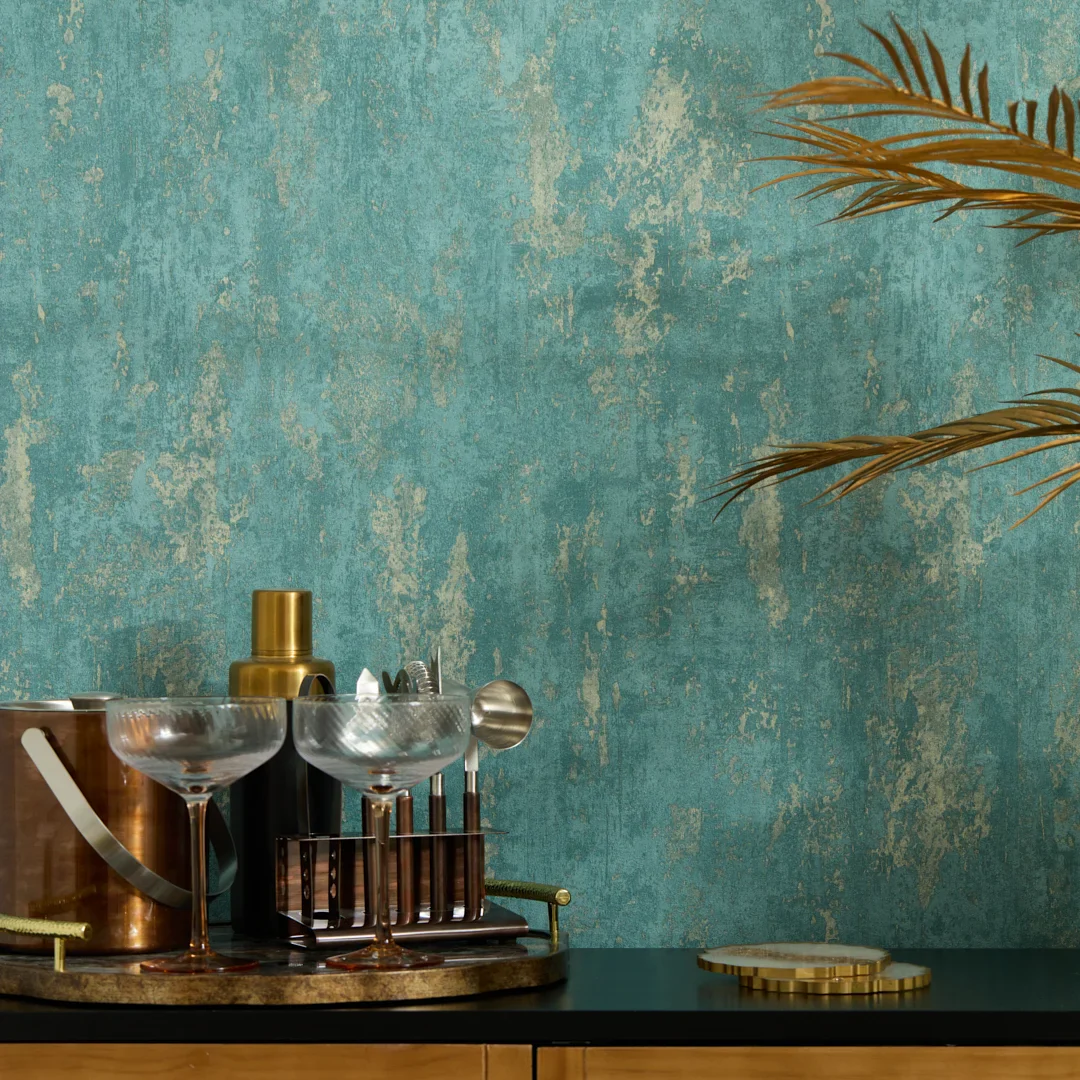 Milan II Wallpaper in Green and Gold - Image 3