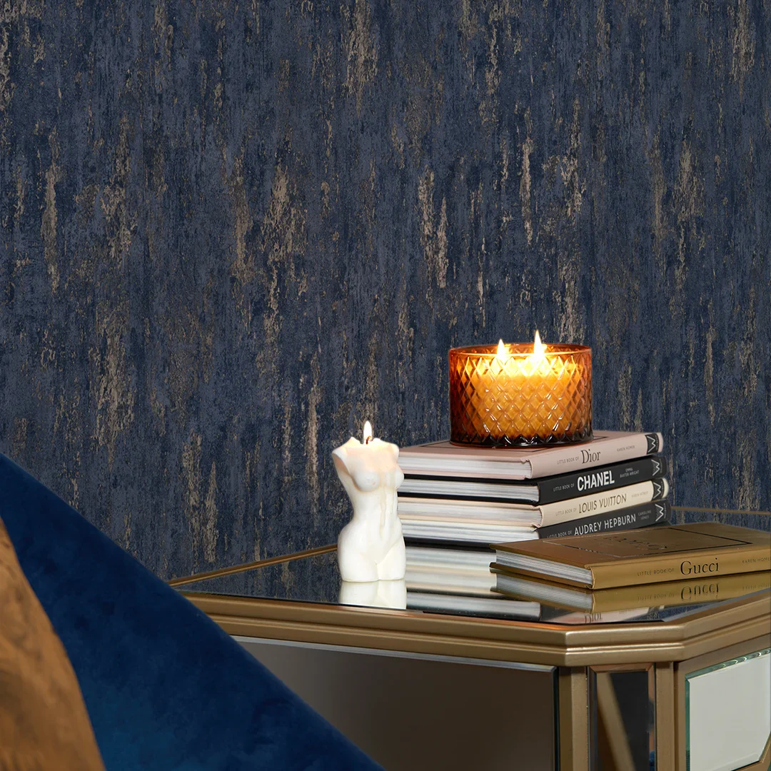 Milan II Wallpaper in Navy and Gold - Image 3