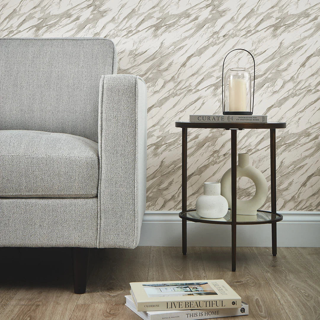 Modern Marble Wallpaper in shades of Cream - Image 2
