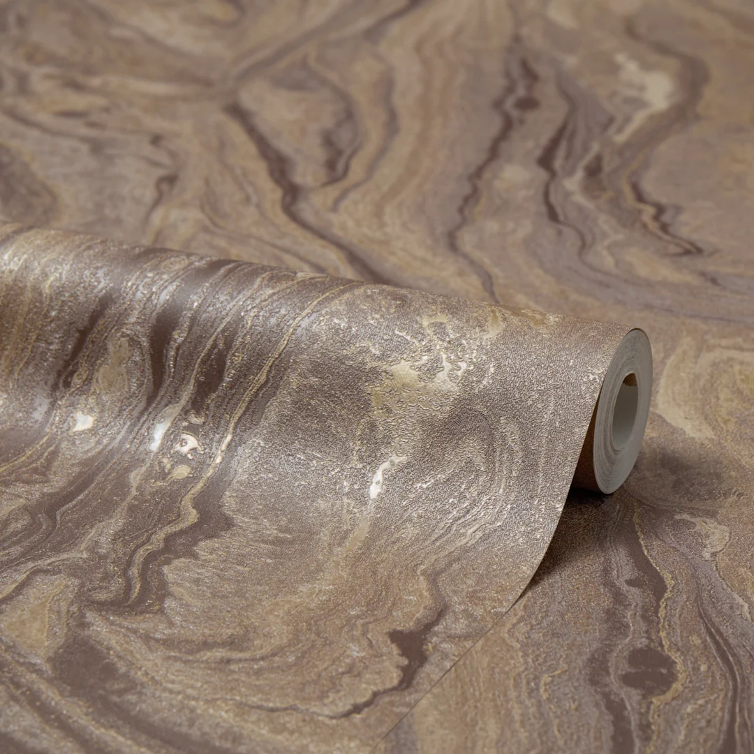 Monsoon Metallic Wallpaper in Mocha and Gold - Image 4