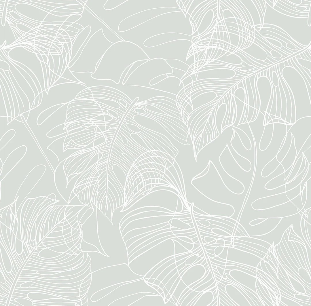 Monstera Leaf Wallpaper in Sage Green