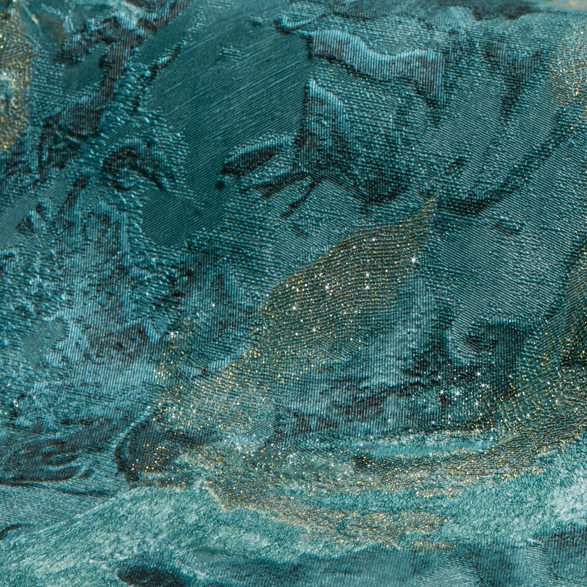 Nabari Wallpaper in Teal, Charcoal and Gold Glitter - Image 3