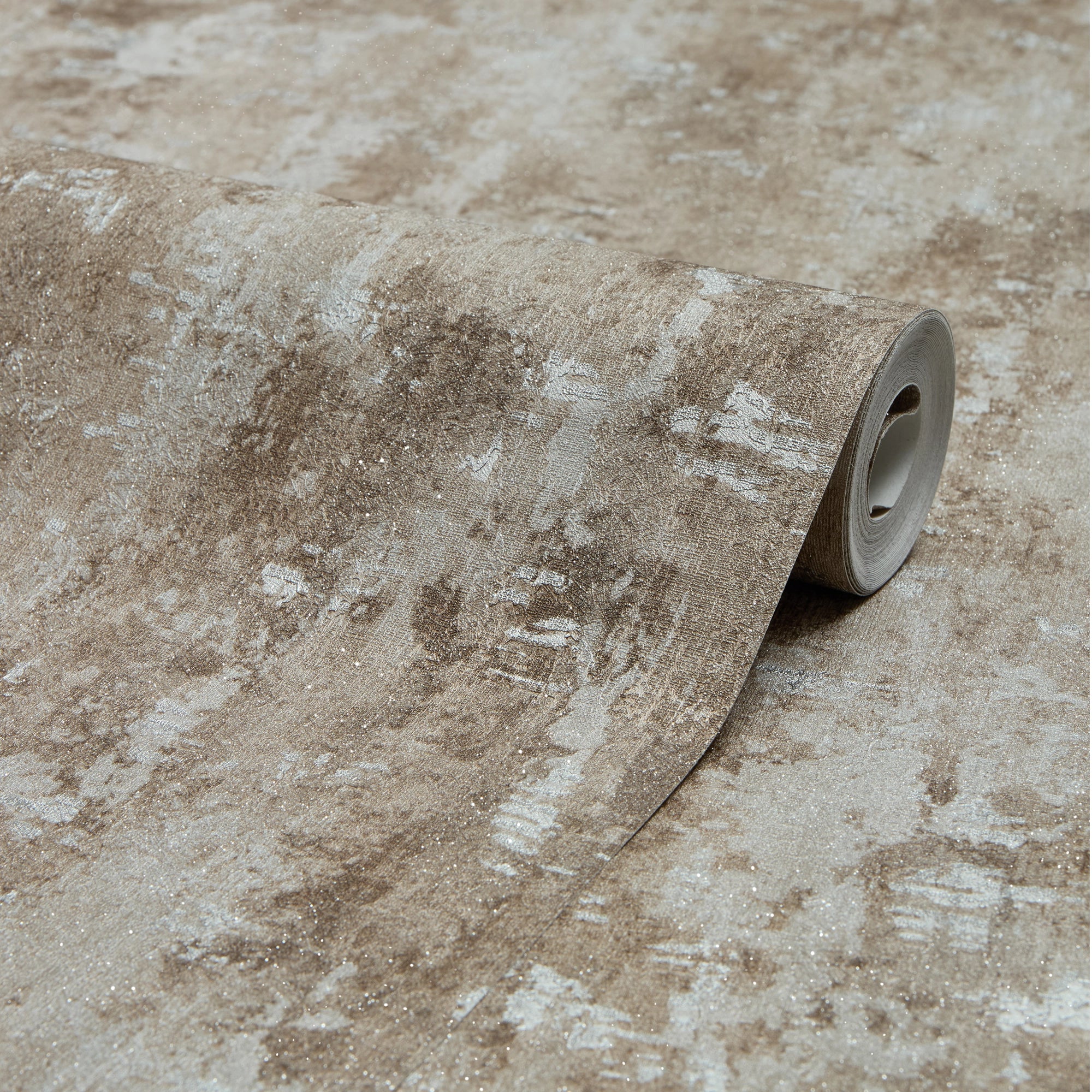 Nagano Wallpaper in Brown with Silver Metallic - Image 2