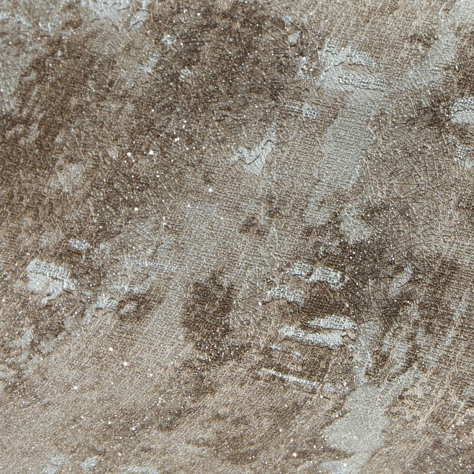Nagano Wallpaper in Brown with Silver Metallic - Image 3