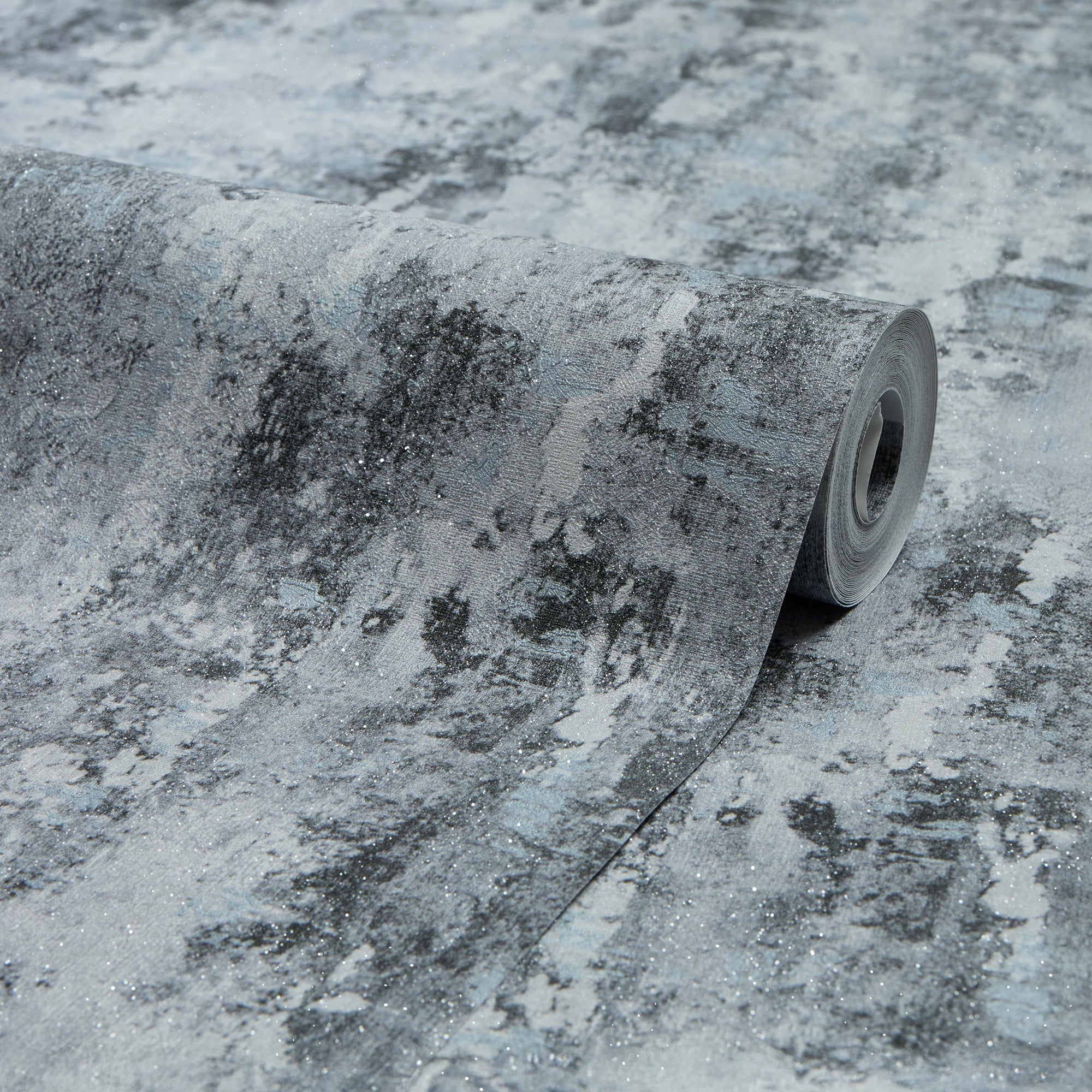 Nagano Wallpaper in Grey and Black with Silver Glitter - Image 2